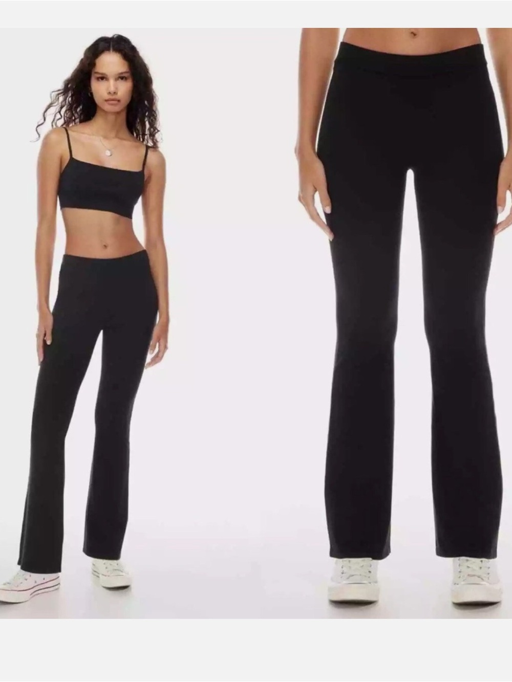 Sunday Best Black High-Rise Knit Fit flare Pants Sz M Lounge Comfy